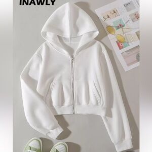 SHEIN White Zip-Up Hoodie Cardigan